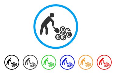 Euro yuvarlak simge madencilik kişi