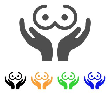 Kadın göğüsleri eller vektör simge bakım