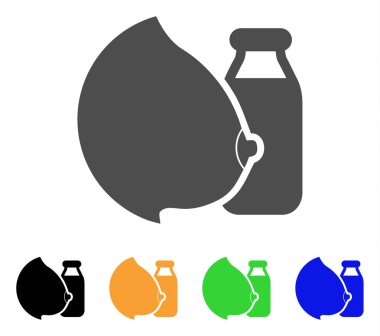 Mother Tit Milk Bottle Vector Icon