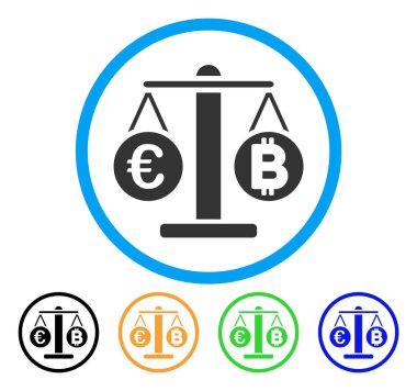 Euro ve Bitcoin ölçekler yuvarlak simge