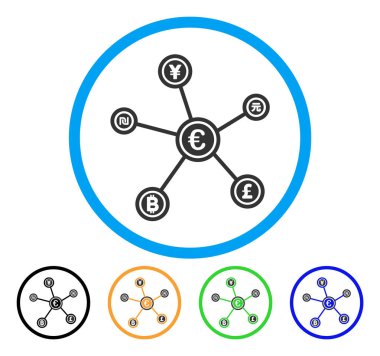Euro finansal ağ bağlantıları simgesi yuvarlak