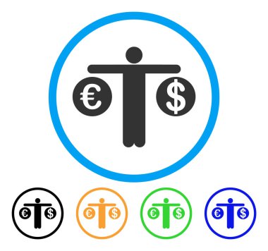 Kişi Karşılaştır dolar ve Euro simgesi yuvarlak