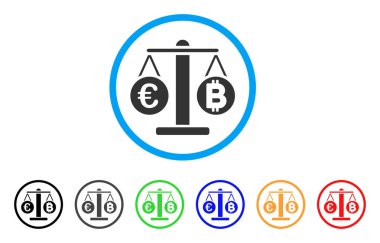 Euro ve Bitcoin ölçekler yuvarlak simge