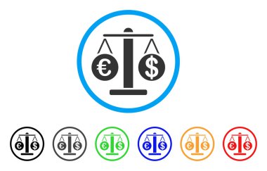 Euro ve dolar ölçekler yuvarlak simge