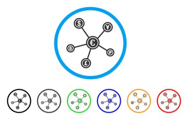Euro finansal ağ yuvarlak simge