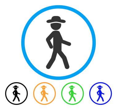 Yürüyen beyefendi yuvarlak simge