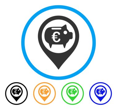 Euro banka işaretçi yuvarlak simgesi