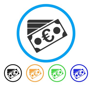 Euro banknot ve kredi kartı yuvarlak simge