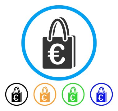 Euro alışveriş çantası yuvarlak simge