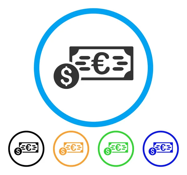 Dólar e euro dinheiro arredondado ícone — Vetor de Stock