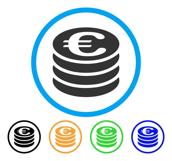 Euro mynt Stack rundade ikonen — Stock vektor