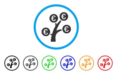 Euro para ağacı yuvarlak simge
