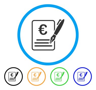 Euro sözleşme imza yuvarlak simgesi