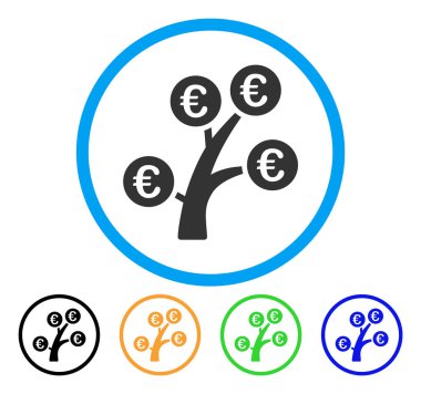 Euro para ağacı yuvarlak simge