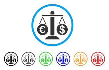 Para birimi Karşılaştır ölçekler yuvarlak simge