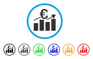 Euro iş Bar grafik yuvarlak simgesini