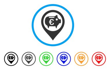 Euro banka işaretçi yuvarlak simgesi