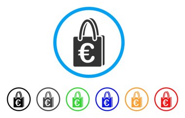Euro alışveriş çantası yuvarlak simge