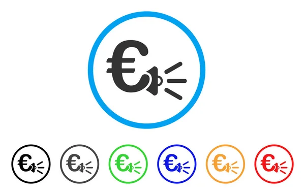 Euro annonces mégaphone rond icône — Image vectorielle