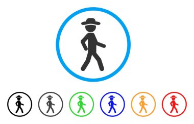 Yürüyen beyefendi yuvarlak simge