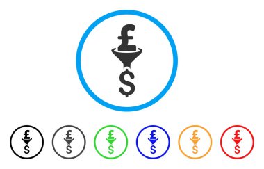 Pound dolar dönüşüm filtre yuvarlak simgesi