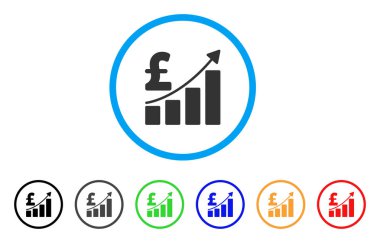 Pound Satış büyüme grafik yuvarlak simgesini