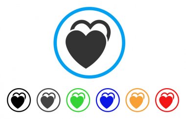 Sevgi kalpleri yuvarlak simge