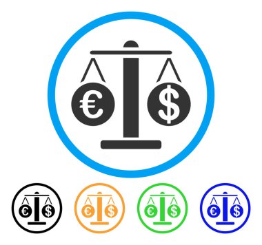 Euro ve dolar ölçekler yuvarlak simge