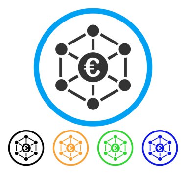 Euro banka ağ yuvarlak simge