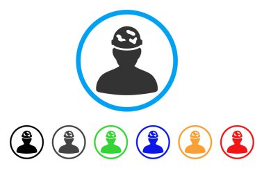 Benekli kask yuvarlak simgesinin altındaki asker