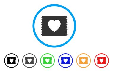 Kalp prezervatif Pack yuvarlak simgesi