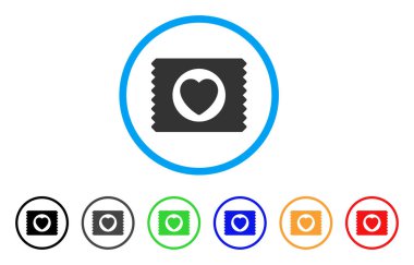 Kalp prezervatif Pack yuvarlak simgesi