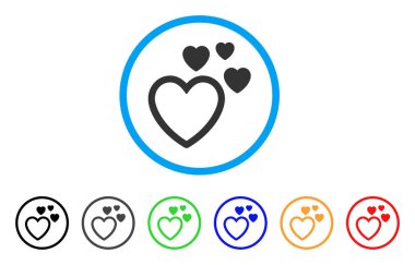 Sevgi kalpleri yuvarlak simge