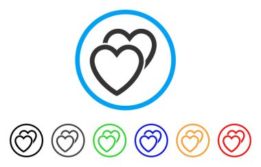 Sevgi kalpleri yuvarlak simge