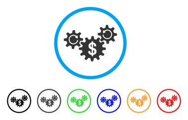 Doları tekerlekler döndürme yuvarlak simgesi