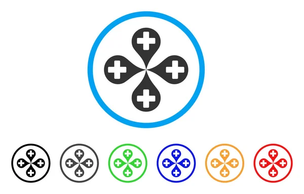 Mappa ospedaliera Marcatori Icona arrotondata — Vettoriale Stock