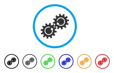 Dişli mekanizması döndürme yuvarlak simgesi