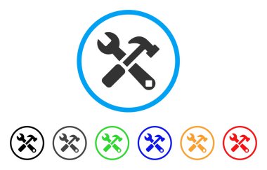 Çekiç ve anahtar yuvarlak simgesine