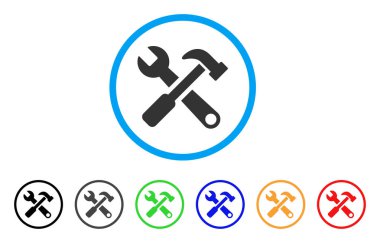 Çekiç ve anahtar yuvarlak simgesine