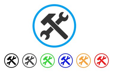 Çekiç ve anahtar yuvarlak simgesine