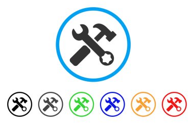 Çekiç ve anahtar yuvarlak simgesine