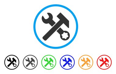 Çekiç ve anahtar yuvarlak simgesine