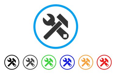 Çekiç ve anahtar yuvarlak simgesine