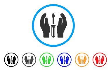 Tornavida bakım ayarlama yuvarlak simge eller