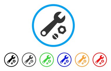 İngiliz anahtarı ve fındık yuvarlak simge