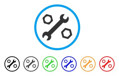 İngiliz anahtarı ve fındık yuvarlak simge