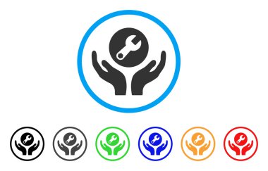 İngiliz anahtarı bakım yuvarlak simgesini