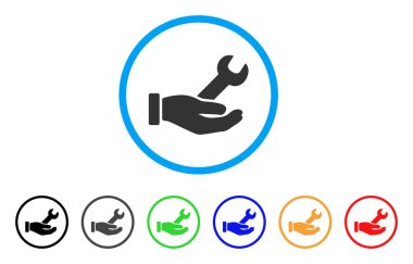 İngiliz anahtarı hizmet el yuvarlak simgesi