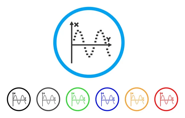 Parcela de seno punteado Icono redondeado — Vector de stock