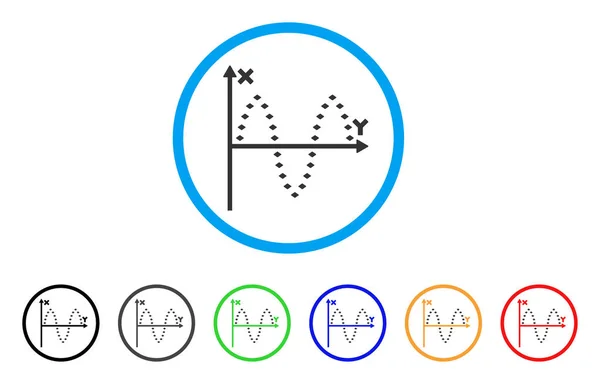 Parcelle sinusoïde pointillée Icône arrondie — Image vectorielle